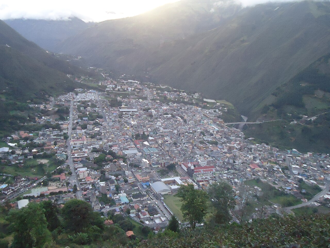 El valle de Baños de Agua Santa visto desde el mirador